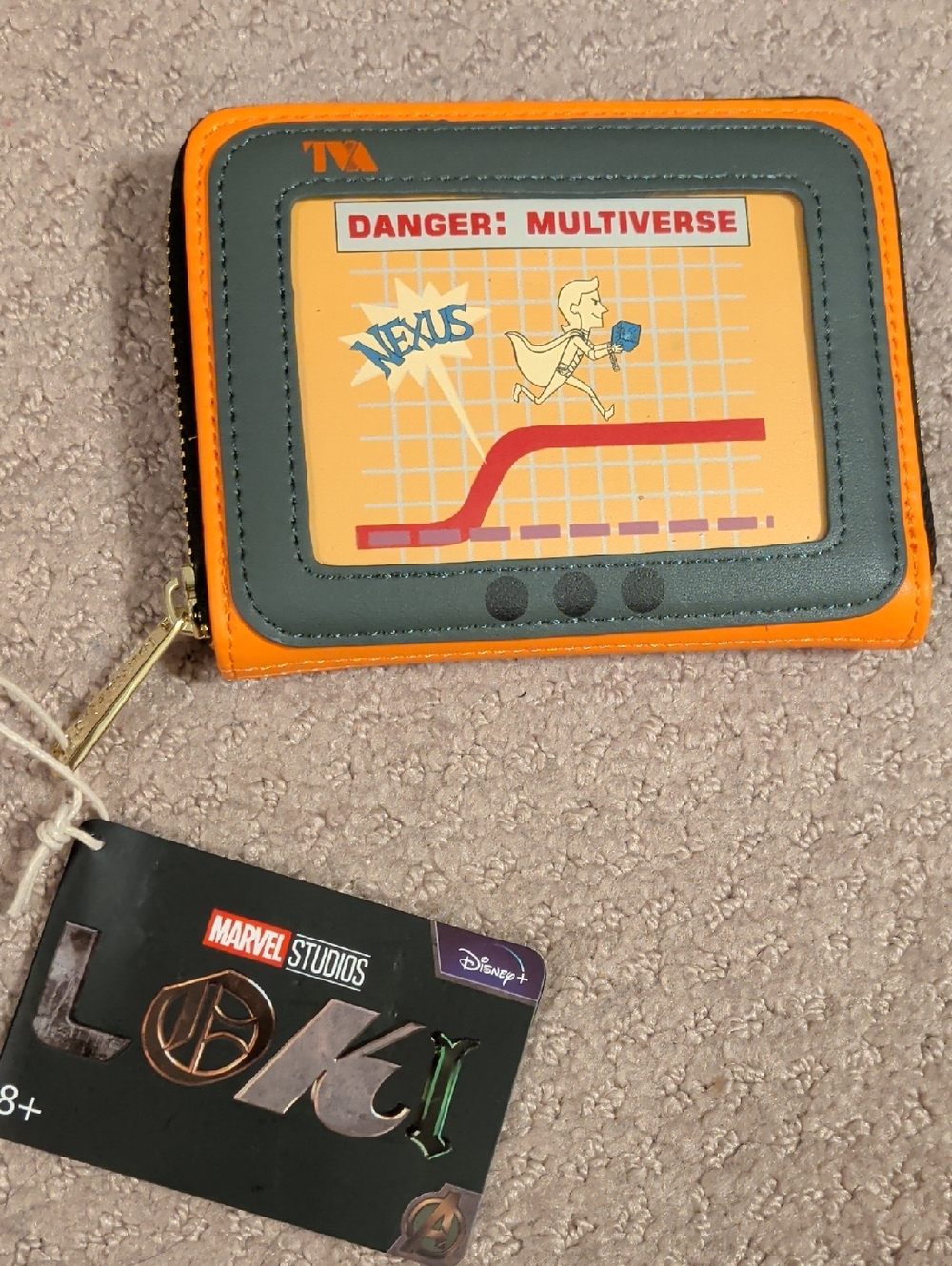 Loungefly Black and Green Marvel Loki TVA Zip-Around Wallet